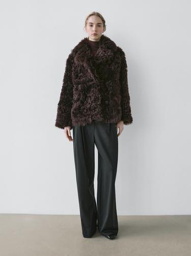 Zara Sheepskin leather coat with lapel collar - STUDIO - Brown - Image 0