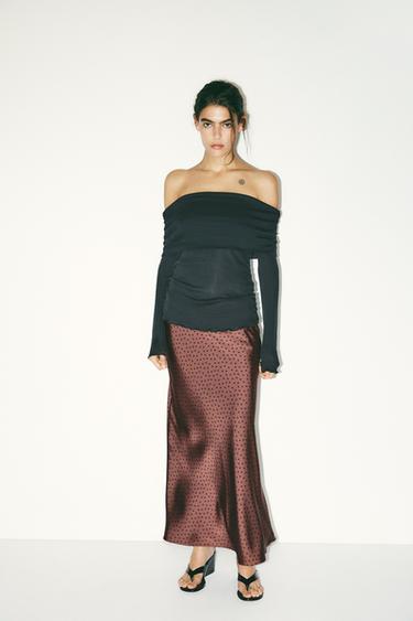 POLKA DOT MIDI SKIRT - Black / Brown by Zara - Image 0