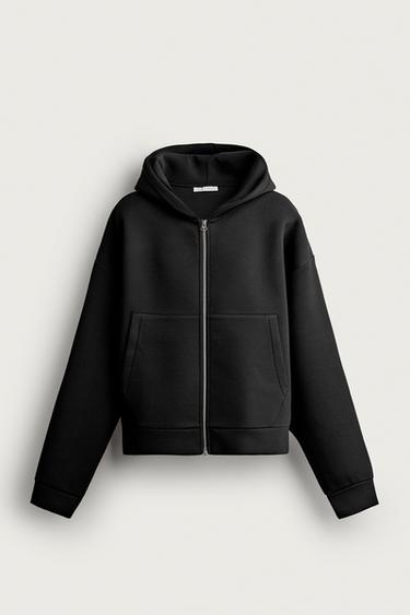 TECHNICAL HOODED ZIP-UP SWEATSHIRT - Black by Zara