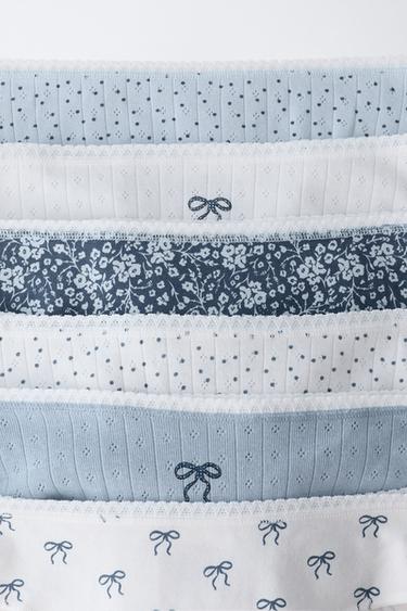 AGES 6-14 / 6-PACK OF BOW BRIEFS - Ecru / Blue by Zara