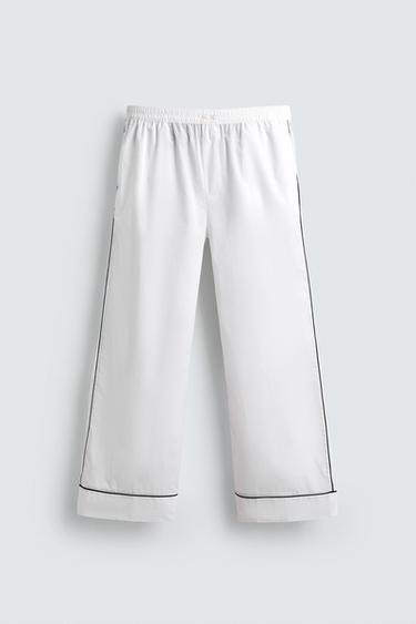 LIMITED EDITION PYJAMA SET WITH CONTRAST PIPING - White by Zara