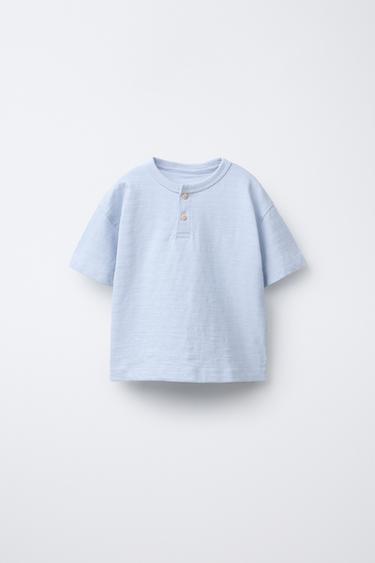 Zara PLAIN HENLEY SHIRT - Sky blue