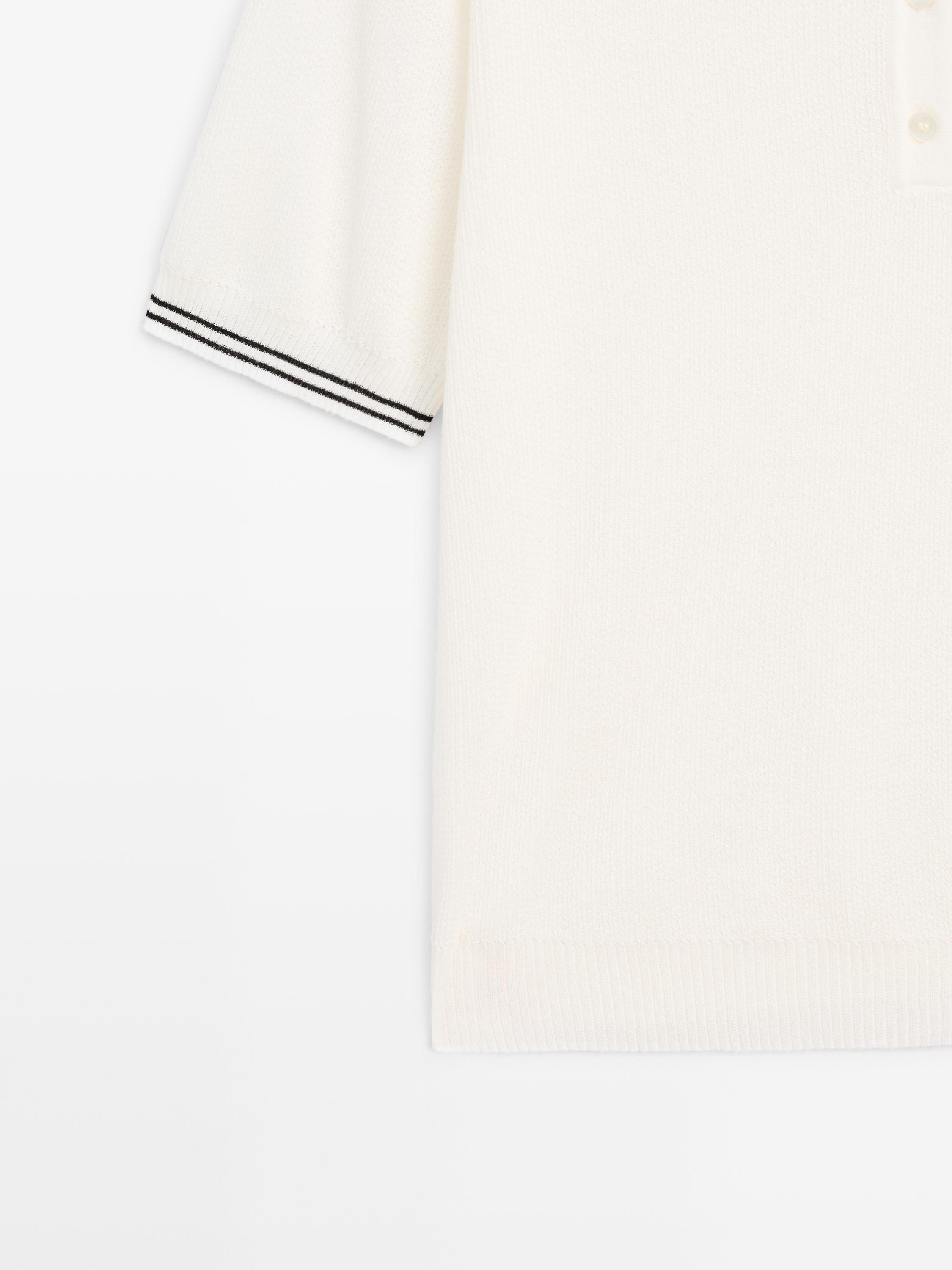 Knit polo shirt with sleeve detail