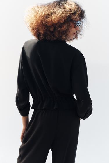 VESTE SAFARI MANCHES RETROUSSÉES - Noir de Zara - Image 4