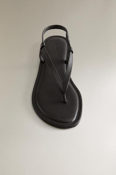 SANDALES PLATES CUIR - Marron de Zara - Image 4