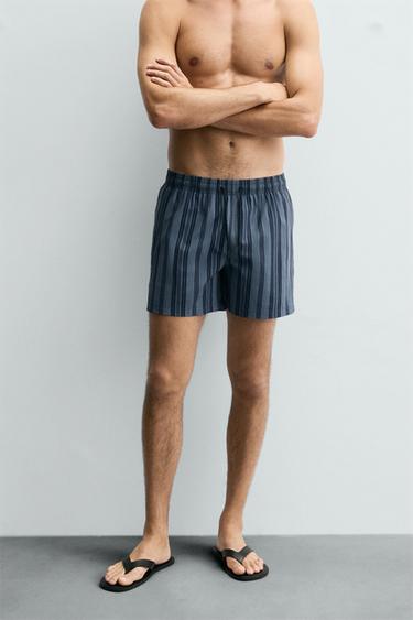 STRIPED MEDIUM SWIMMING TRUNKS - Navy blue by Zara - Image 1