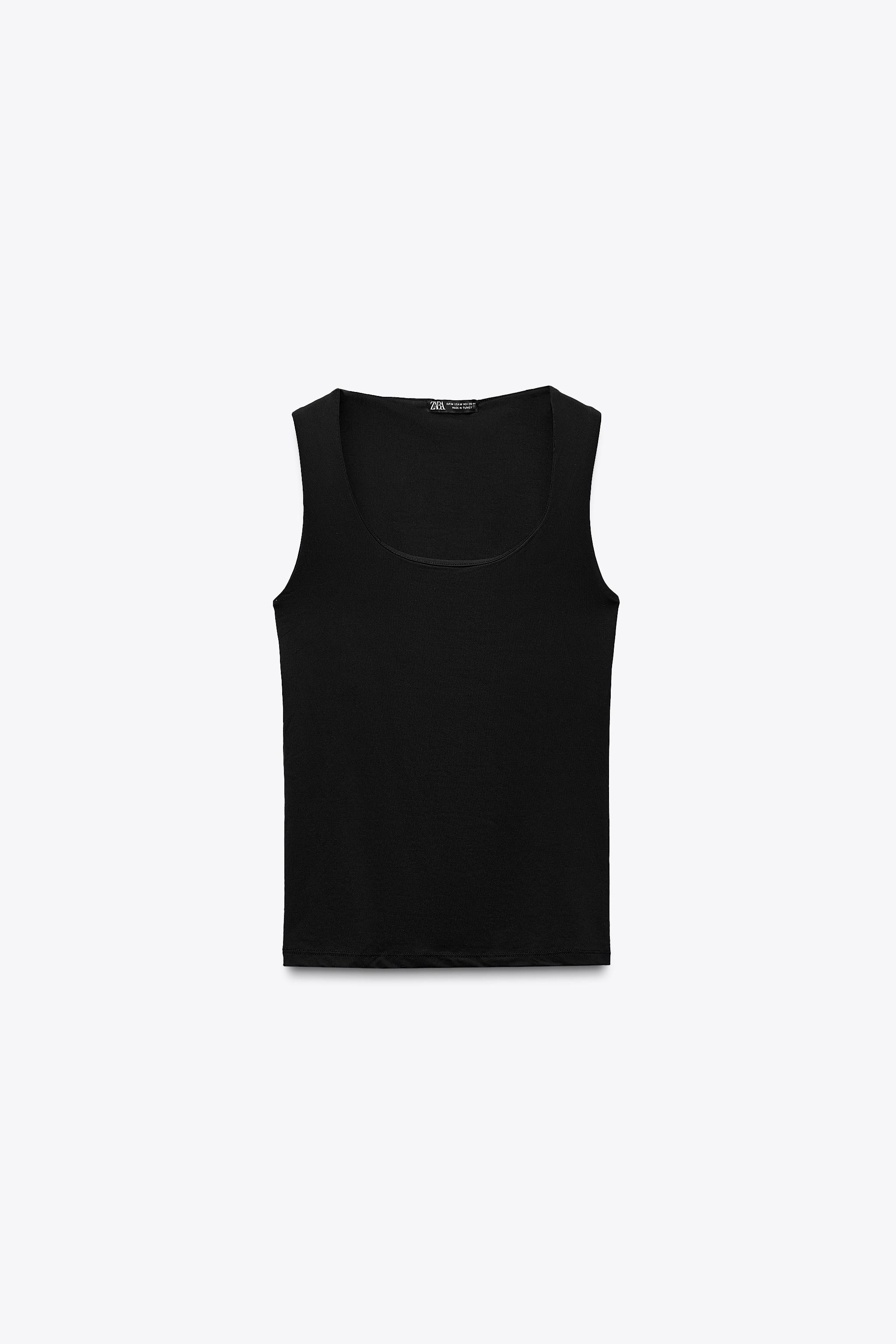 Top Med Zara Camiseta Tirantes WIDE STRAP POLYAMIDE TOP Light