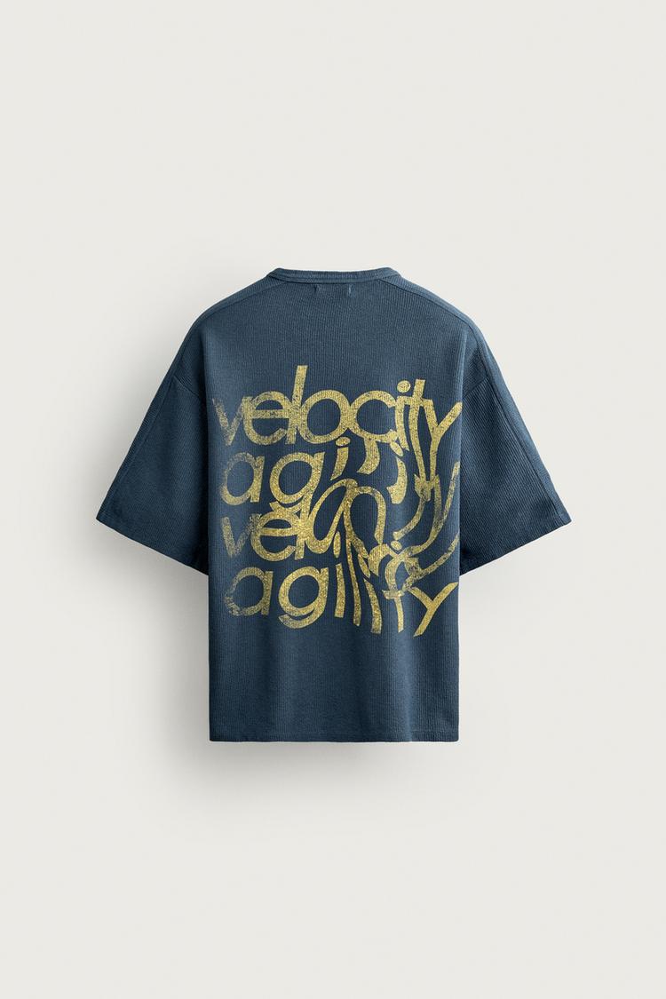 WASHED PRINT KNIT T-SHIRT