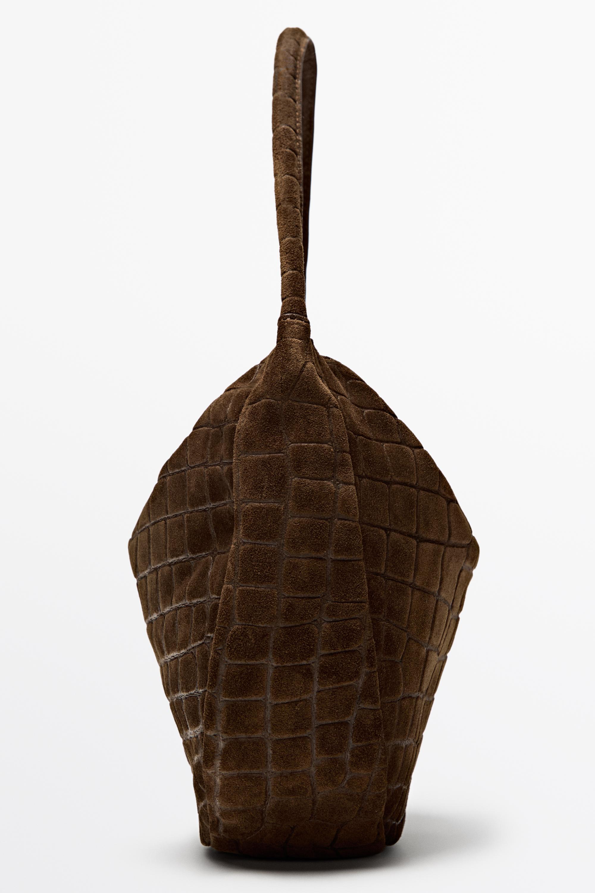 Split suede leather slouchy mini bag