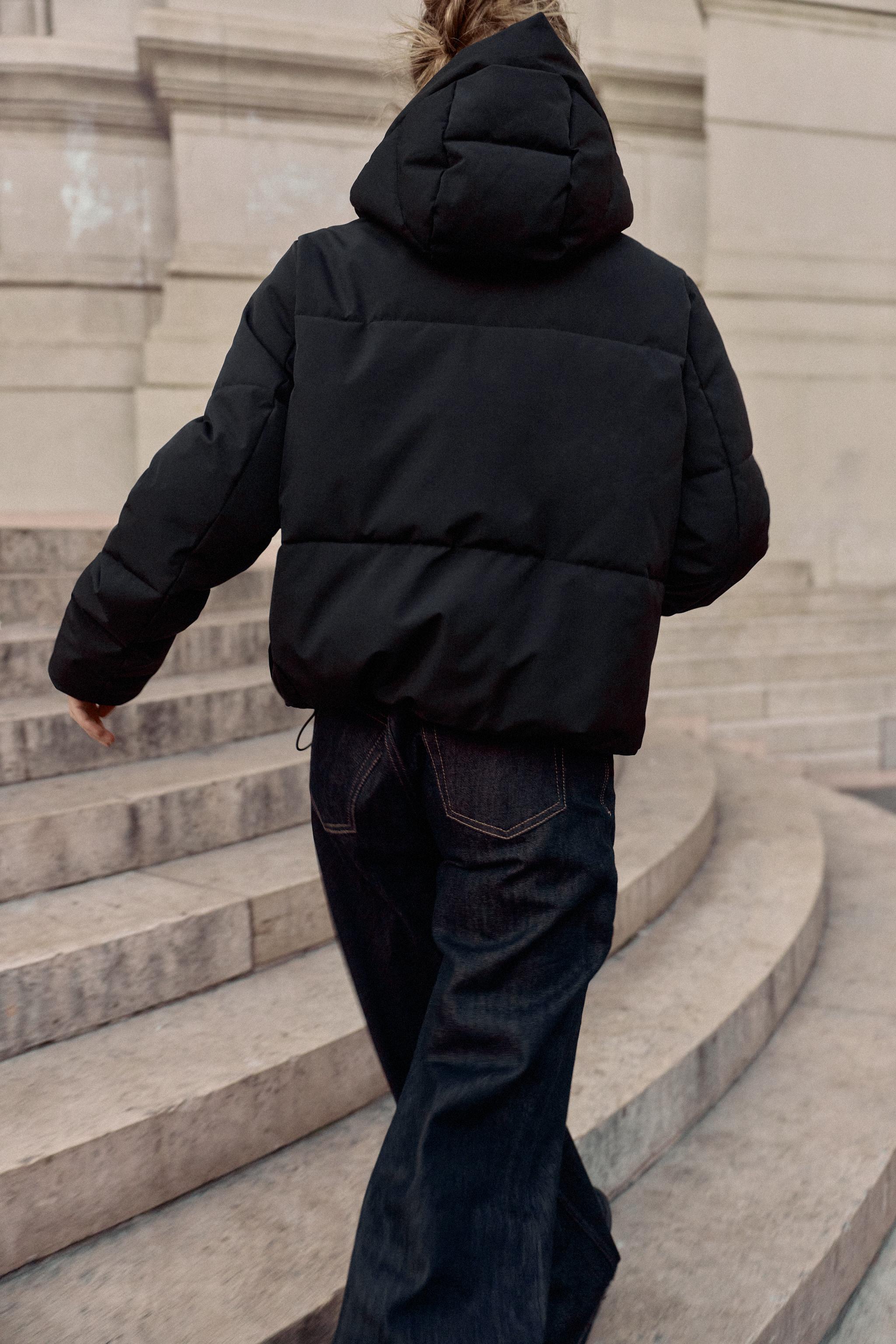 SHORT WATER REPELLENT WINDPROOF ANORAK WITH HOODIE - Black | ZARA