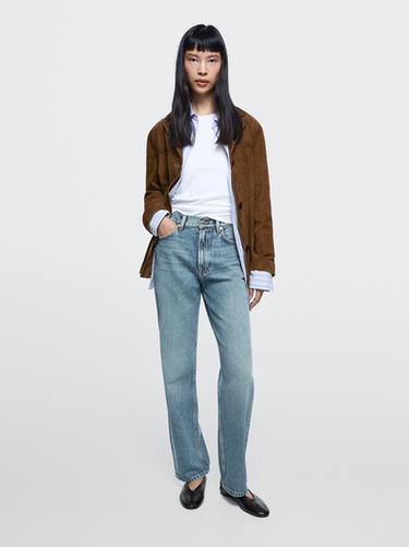 Zara Straight-leg high-waist jeans - Aquamarine