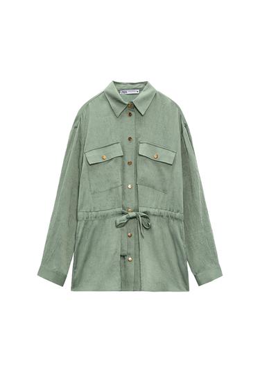 SATIN BELTED OVERSHIRT