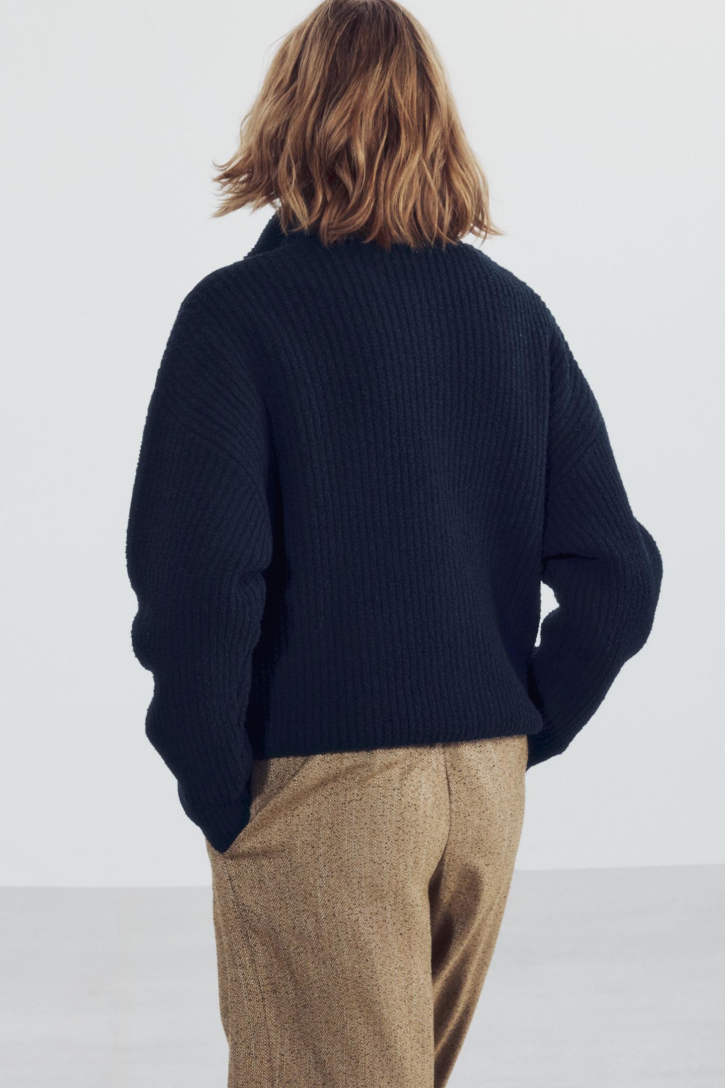 Женский свитер Zara Long Knit, цвет: Тёмно-синий — фото 3