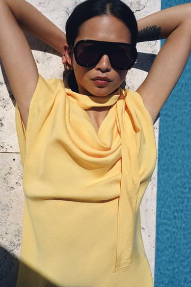 ZW COLLECTION FLOWING MIDI DRESS - Yellow by Zara - Image 3