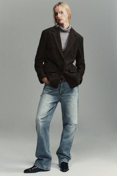 Zara Pas rengi - %100 SÜET DERİ CEPLİ BLAZER