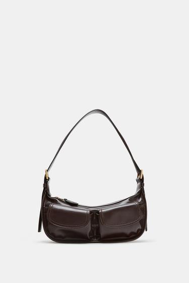 Zara MULTI-POCKET CITY BAG - Burgundy Red
