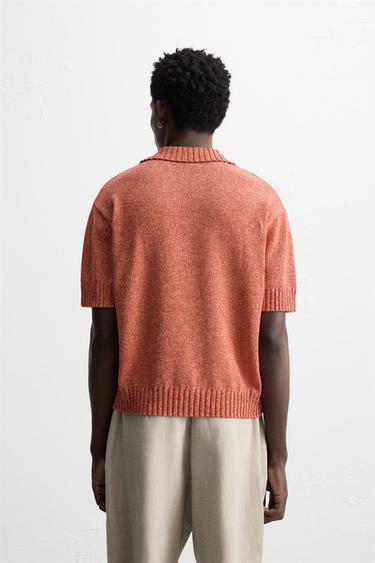 CONTRAST KNIT POLO SHIRT - Red by Zara