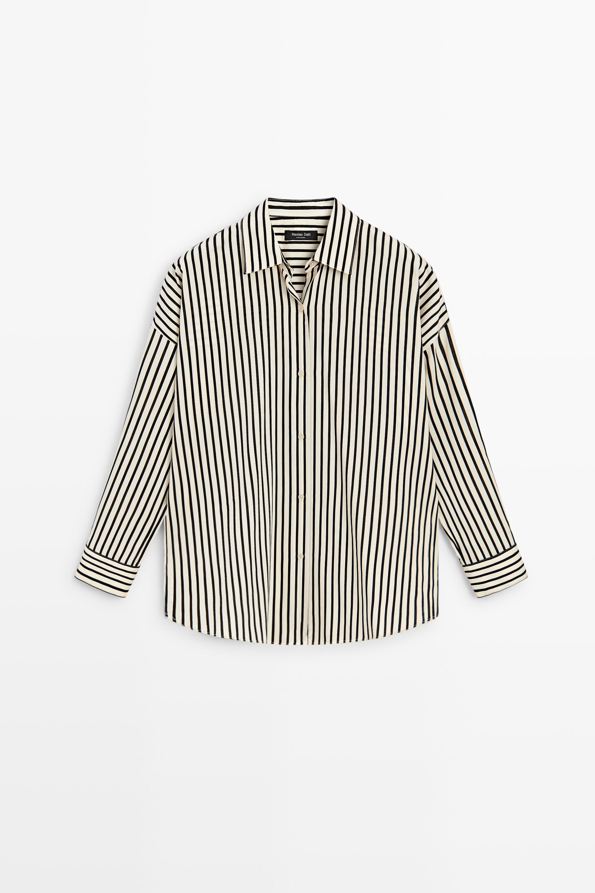 Flowing striped shirt — White