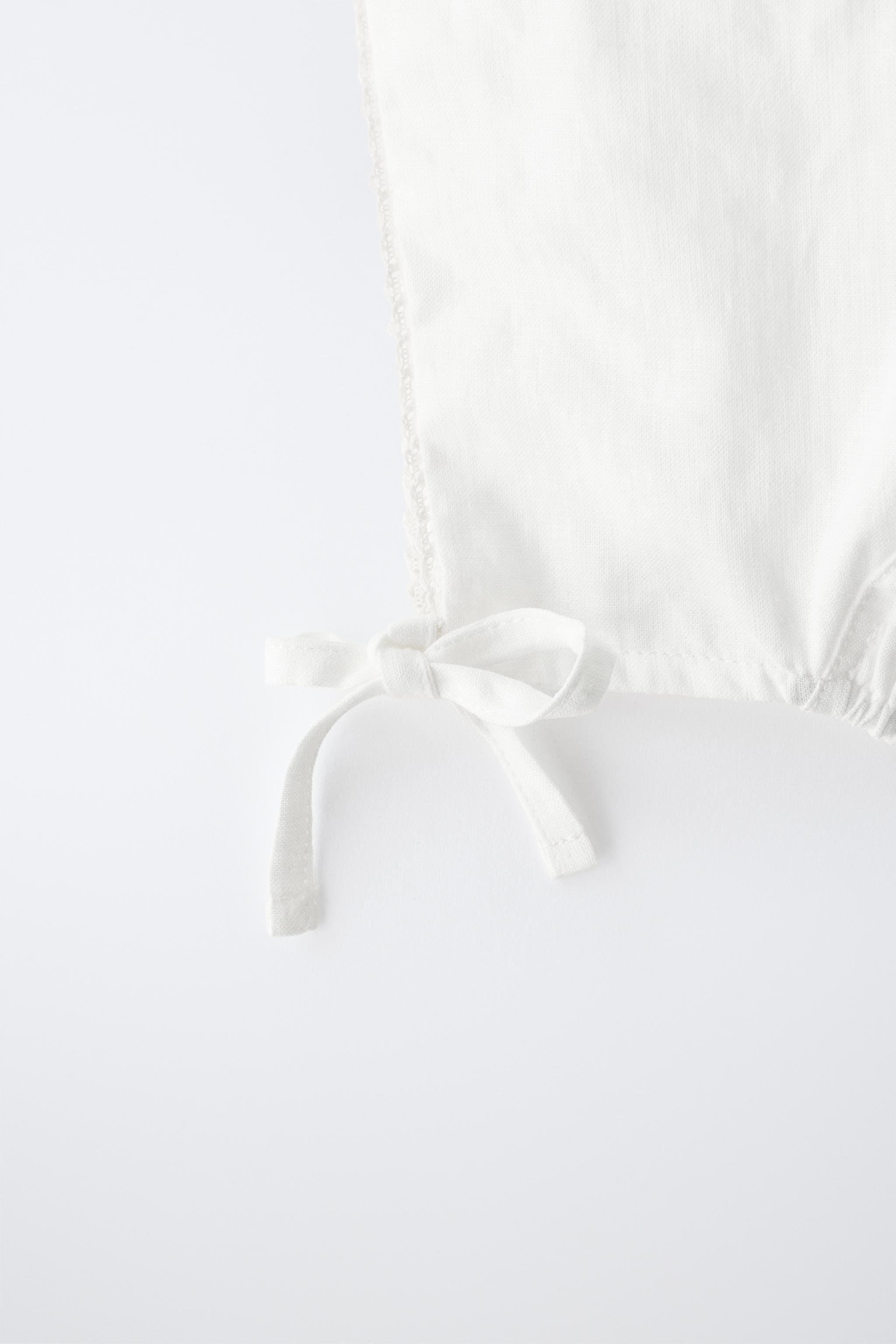 Zara LINEN AND COTTON LACE BONNET — фото 3
