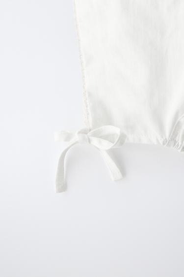 LACE TRIM BONNET IN LINEN BLEND - White by Zara - Image 3