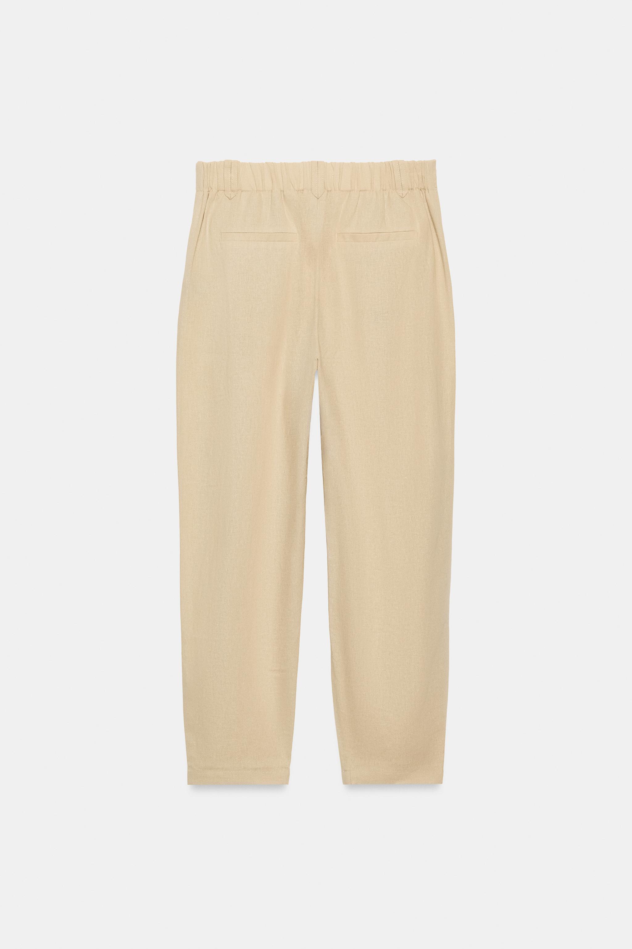 LINEN TAPERED PANTS WITH SEAM DETAIL