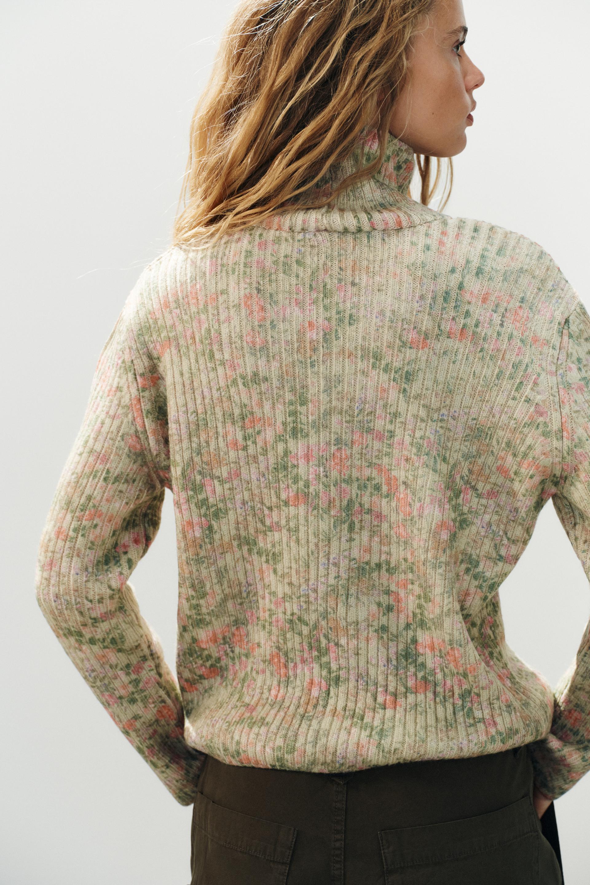 PRINTED RIBBED KNIT SWEATER thumbnail 4