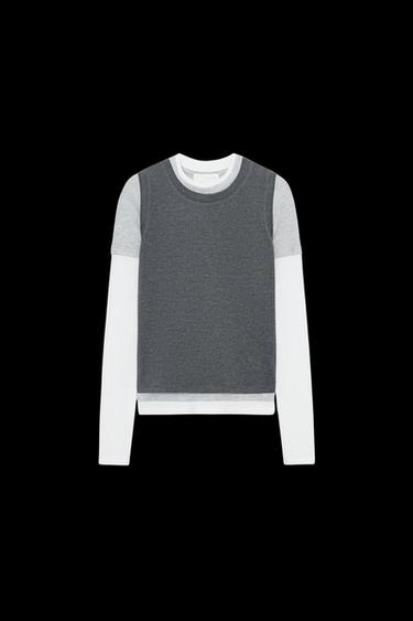 Zara TRIPLE EFFECT T-SHIRT - Gray marl - Image 0