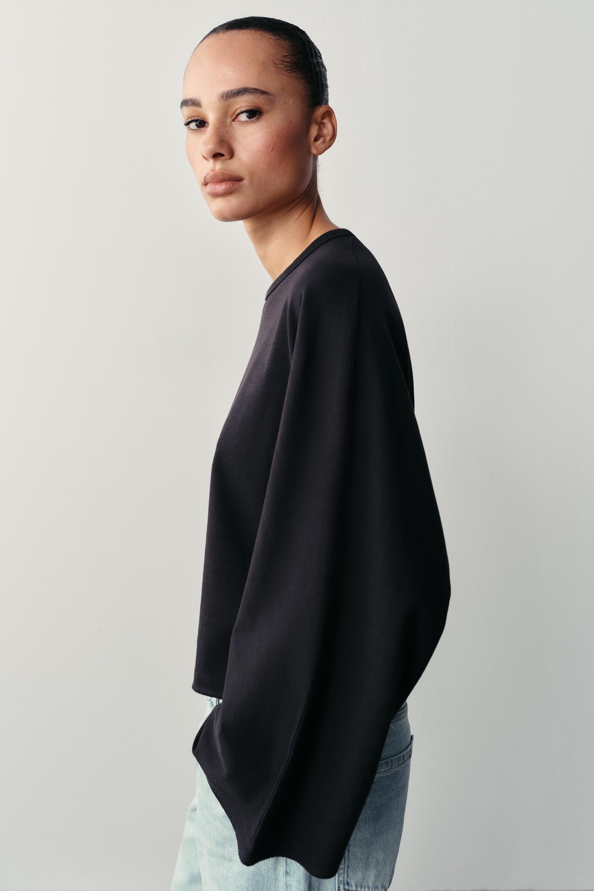 Zara PAMUKLU GENİŞ KOLLU T-SHIRT görsel 3
