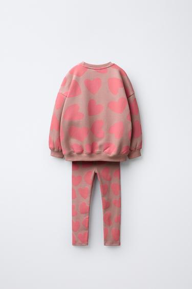 PRINTED JOGGING SWEATSHIRT AND LEGGINGS SET - Faded pink by Zara - Image 1