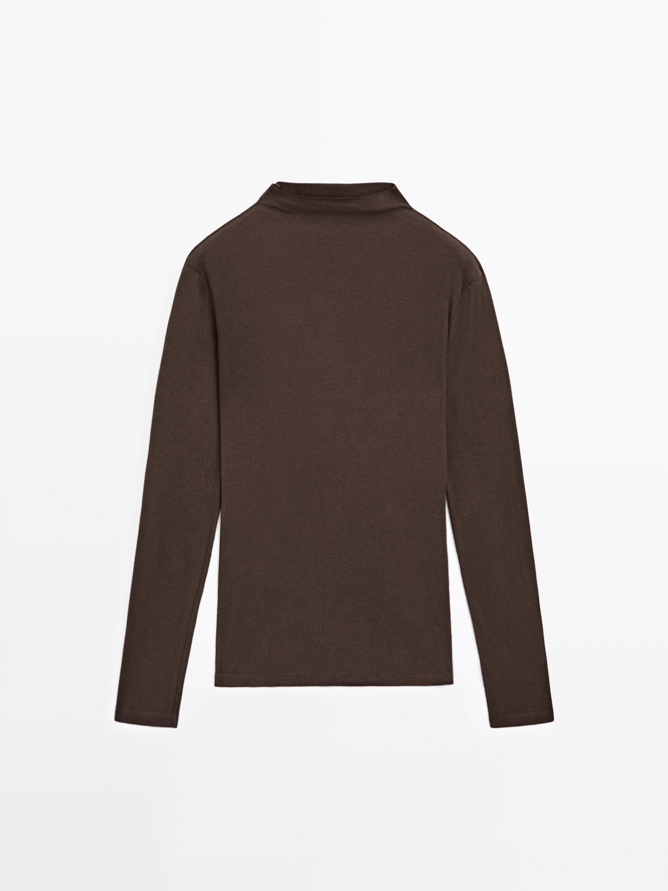 Ribbed long sleeve cotton T-shirt