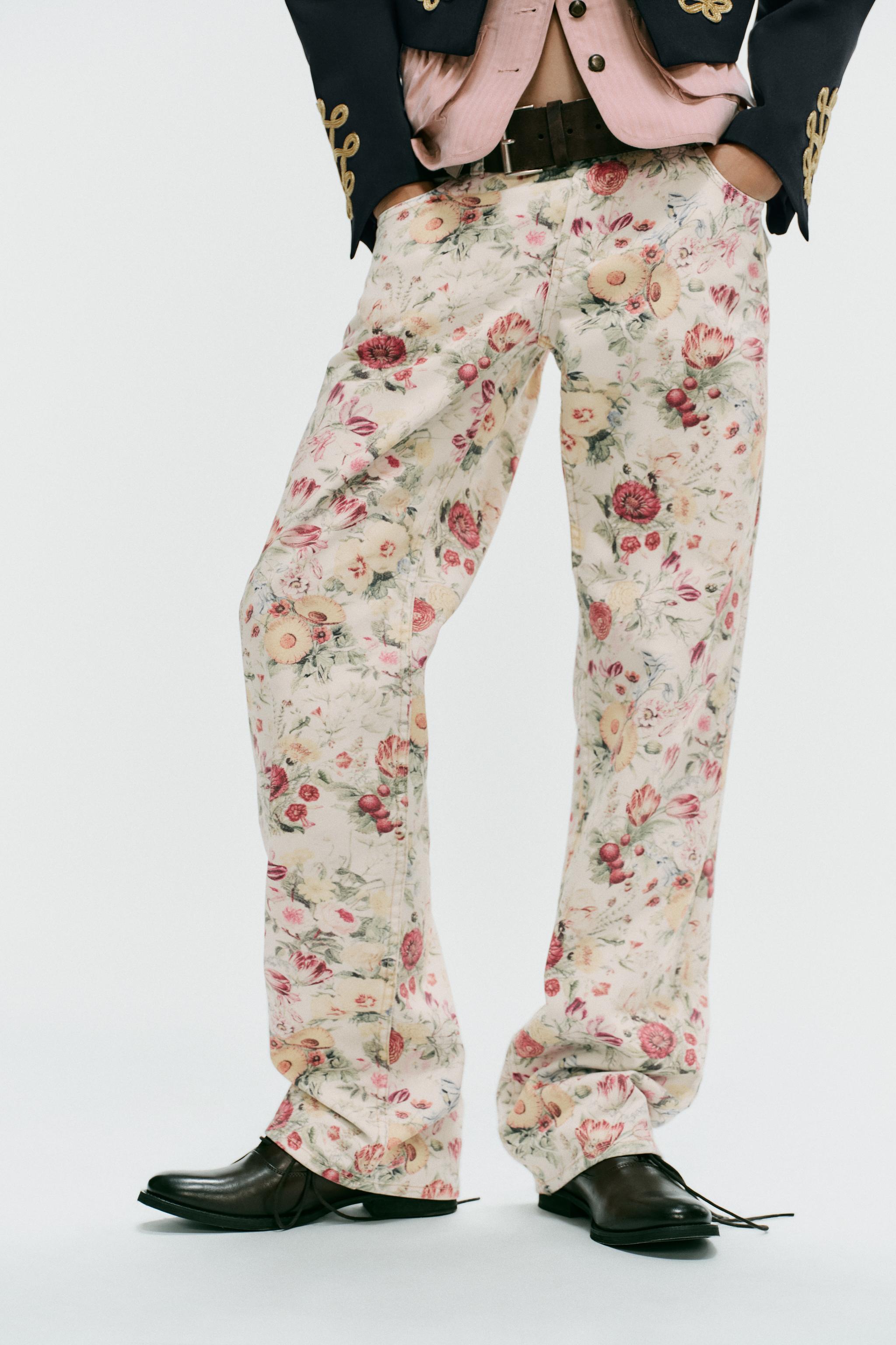 TRF FLORAL PRINT STRAIGHT JEANS