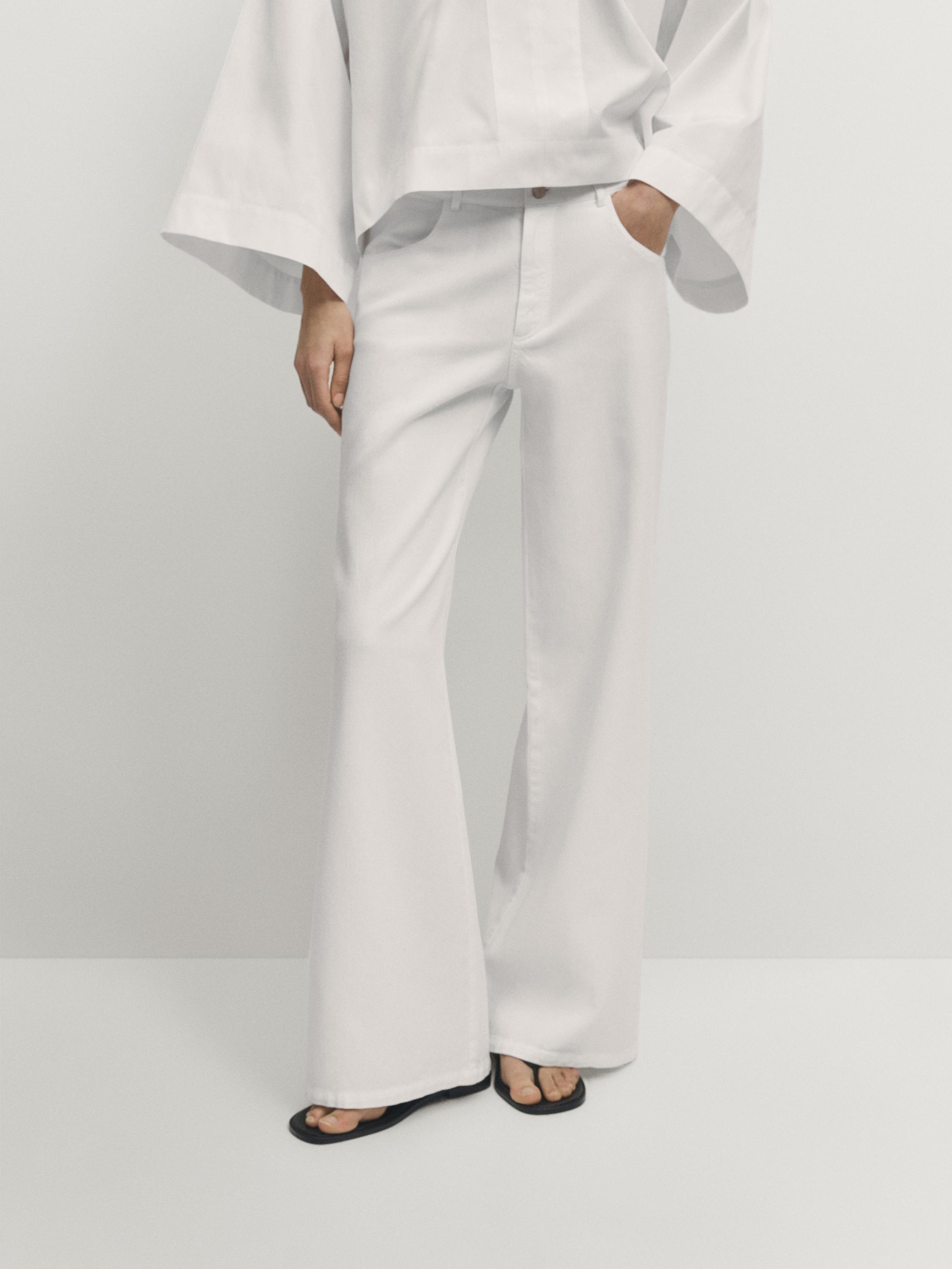 ZARA WOMAN NWT SS22 OYSTER WHITE STRAIGHT SLIT PANTS ALL SIZES 1478/028