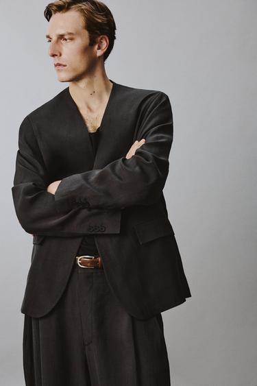 VESTE DE COSTUME SANS REVERS COUPE DÉCONTRACTÉE - Gris anthracite de Zara - Image 5