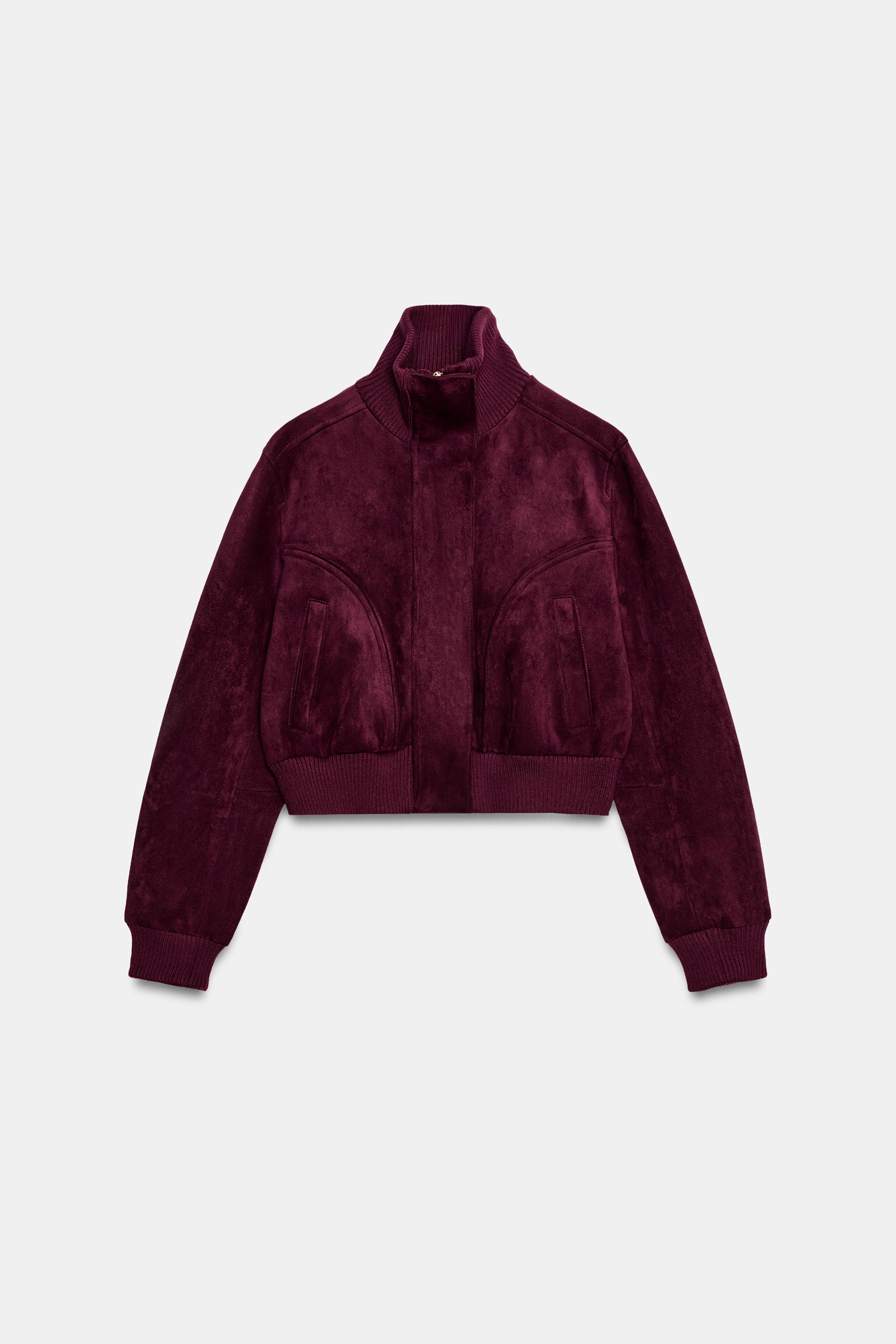 Женские куртки Zara FAUX SUEDE HIGH-NECK JACKET — фото 7