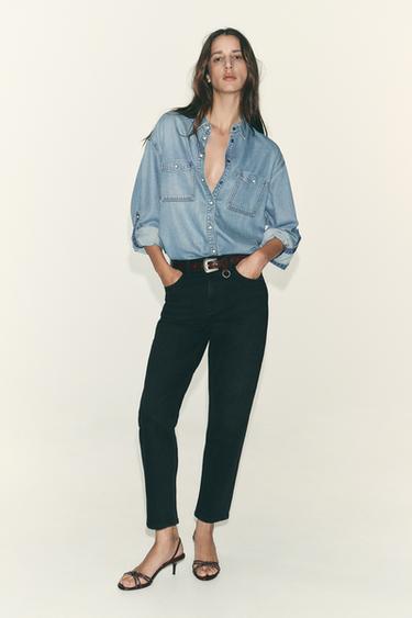 Z.01 MOM FIT COMFORT HIGH-WAIST JEANS - Black by Zara