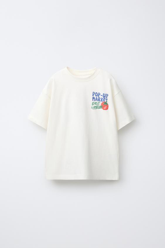CAMISETA ESTAMPADO COMIDA - Blanco de Zara - Imagen 0