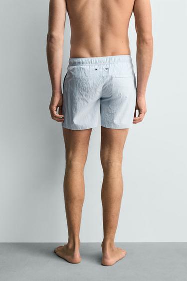 MAILLOT DE BAIN MI-LONG À RAYURES - Bleu ciel de Zara - Image 2