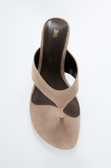 SUEDE HIGH-HEEL SANDALS - Beige by Zara