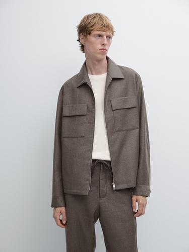 Zara 100% wool flannel jacket - Mink