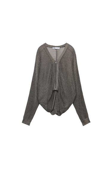 METALLIC MESH KNIT BOMBER JACKET