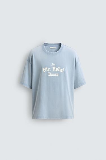 CAMISETA RELAXED FIT COMBINADA - Celeste de Zara - Imagen 0