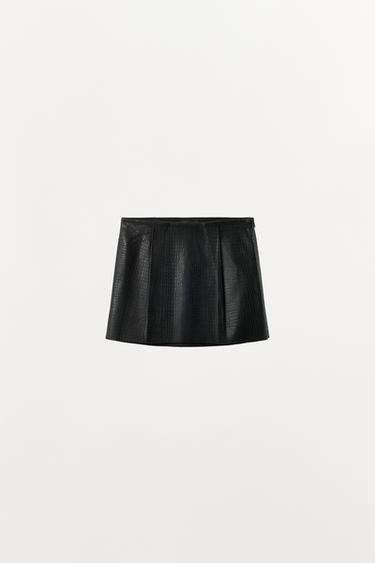 FALDA MINI PIEL 100% - Negro de Zara