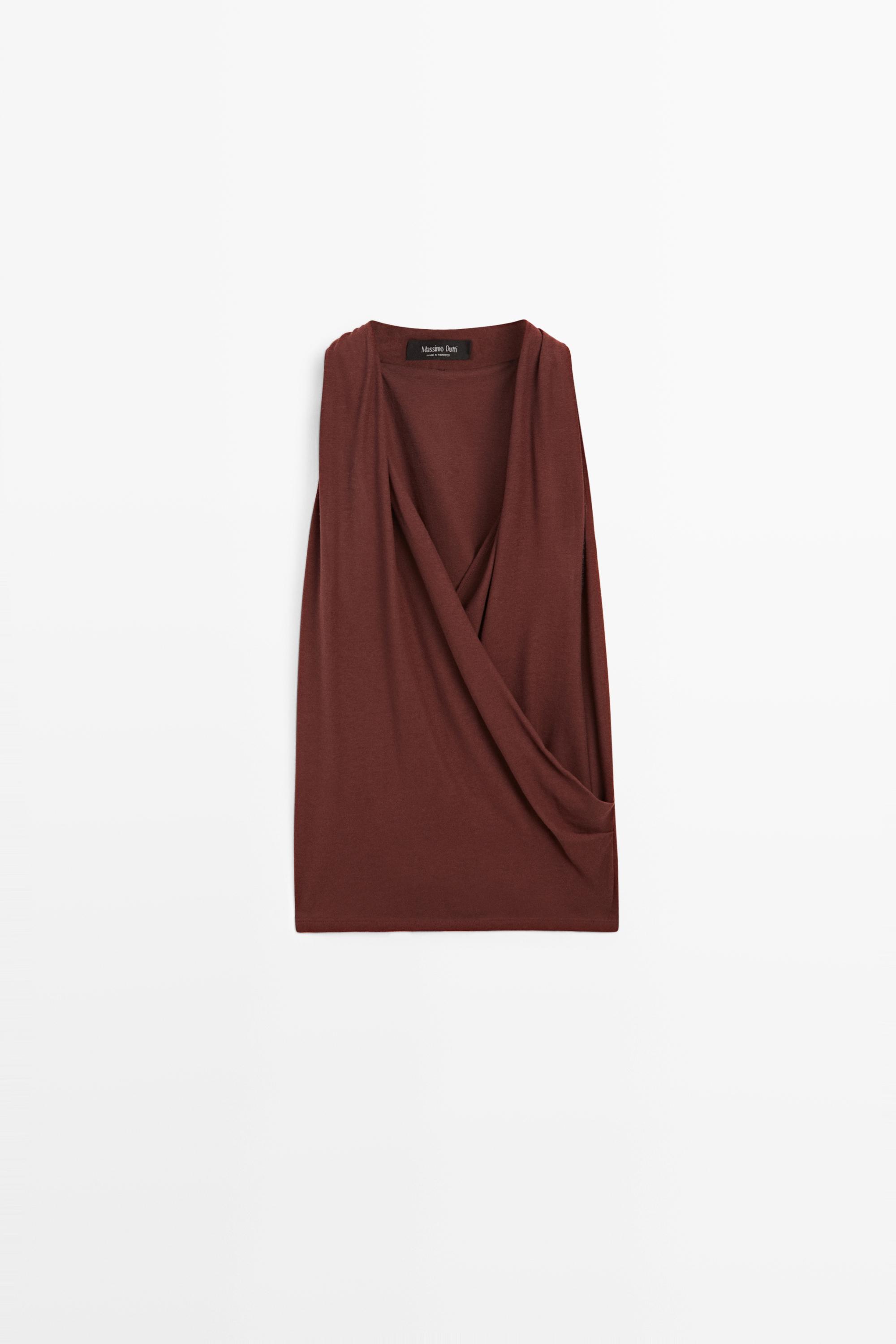 100% cotton draped surplice top