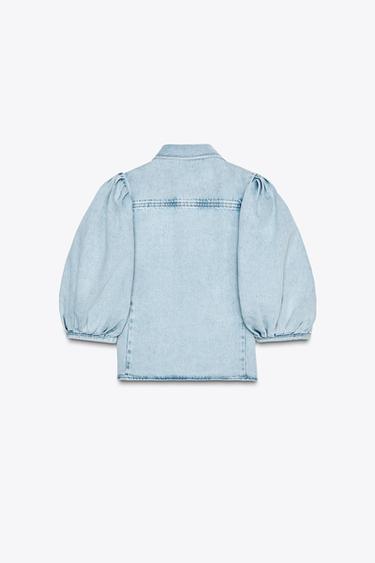ZW COLLECTION DENIM BLOUSE - Light blue by Zara - Image 7