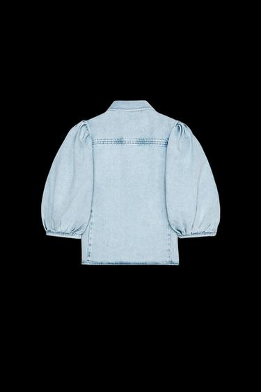 ZW COLLECTION DENIM BLOUSE - Light blue by Zara