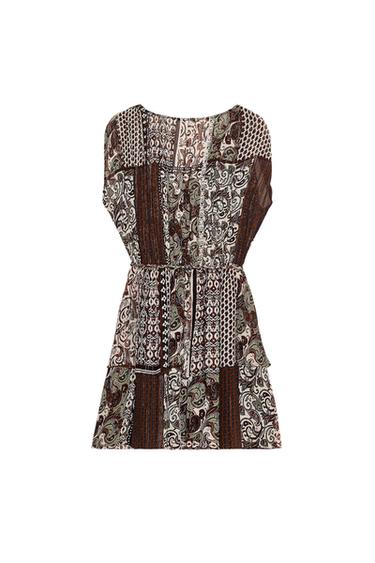 Zara BEADED PRINTED METALLIC THREAD DRESS - Multicolored