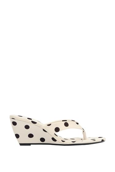POLKA DOT WEDGE HEEL SANDALS - white by Zara