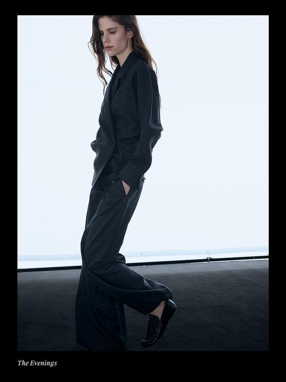 Textured wool wide-leg trousers