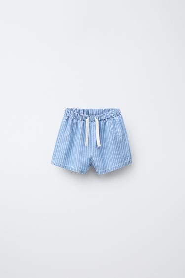 BERMUDA DENIM RAYAS - Azul de Zara