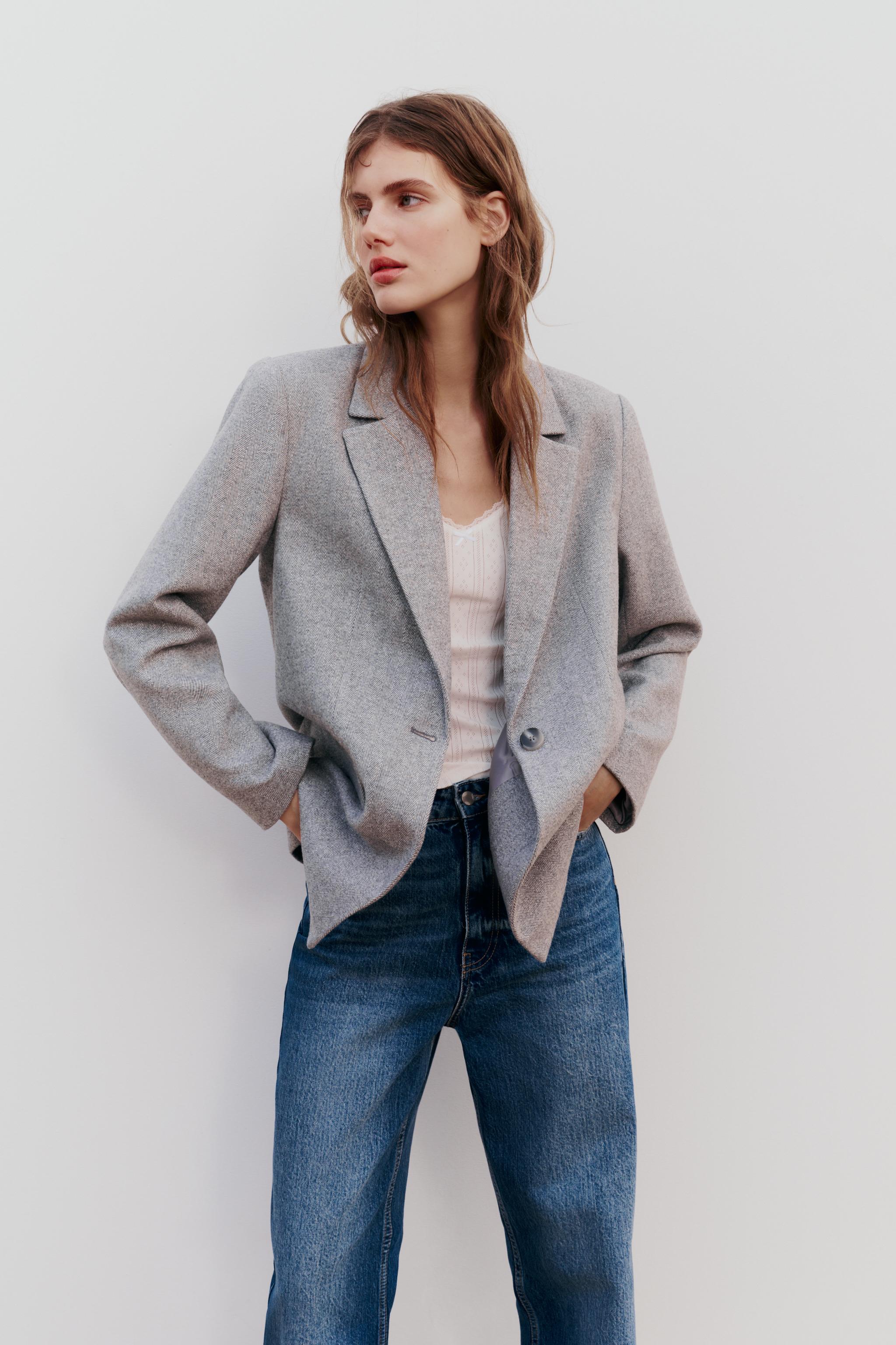 Zara deals herringbone blazer